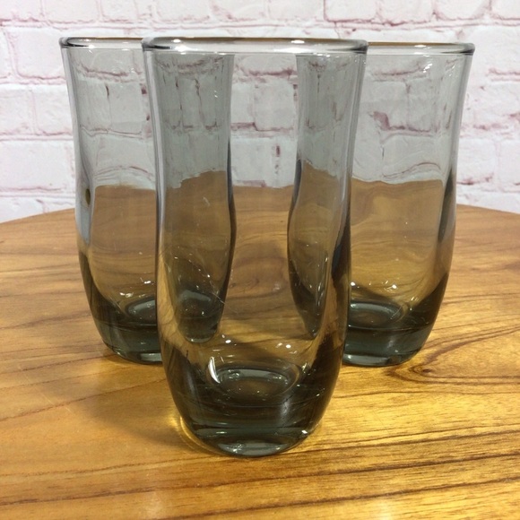 Vintage Smoky Gray Swirl Juice Glasses - Set of 3 - Picture 2 of 5